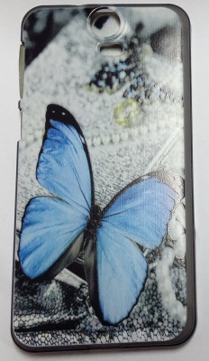 Силиконови гърбове Силиконови гърбове за HTC Силиконов гръб ТПУ за HTC ONE E9 plus / E9+ сив със синя пеперуда